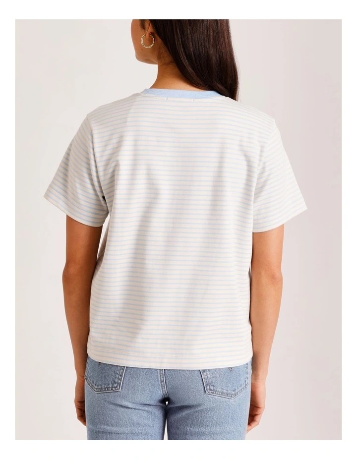 Jada Naima Stripe Cotton T-shirt in Light Blue image 3