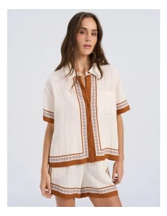 Elise Printed Shirt in Oatmeal