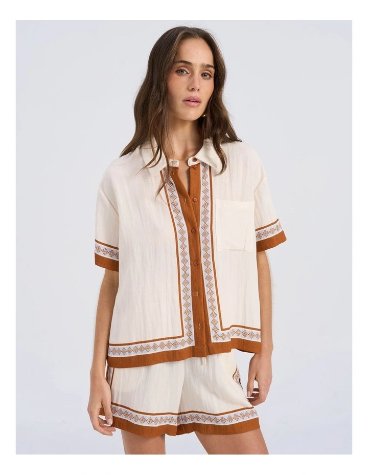 Elise Printed Shirt in Oatmeal image 1