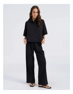 Susi Cotton Cropped Shirt in Black