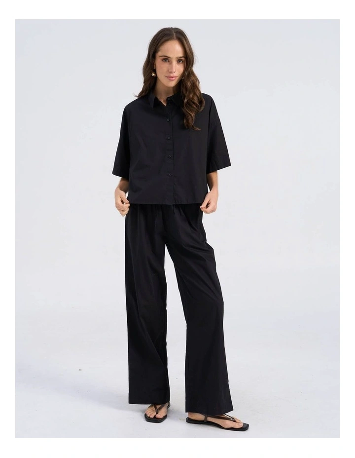 Susi Cotton Cropped Shirt in Black image 1
