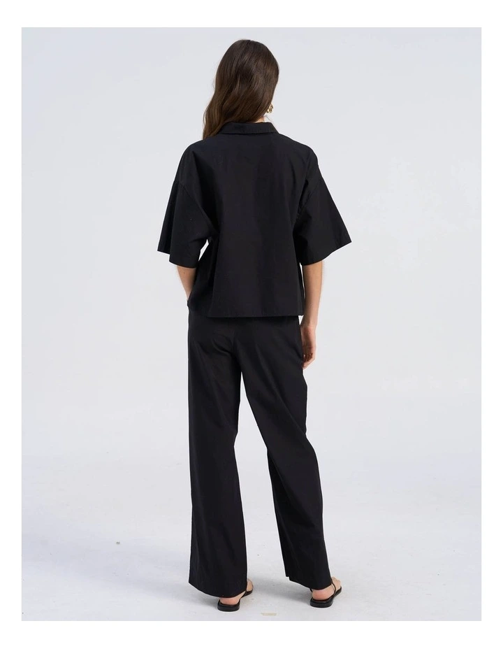 Susi Cotton Cropped Shirt in Black image 5