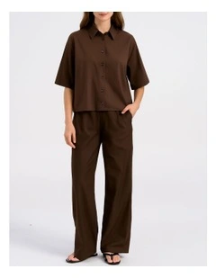 Susi Cotton Cropped Shirt in Chocolate