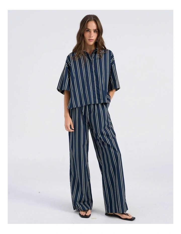 Susi Cotton Cropped Shirt in Navy image 1