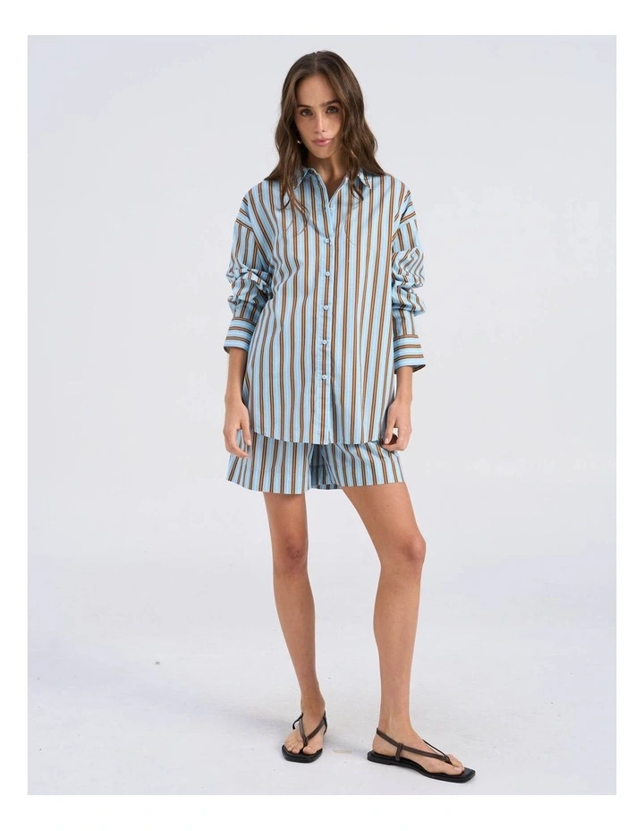 Susi Oversized Stripe Shirt in Cashmere Blue image 3
