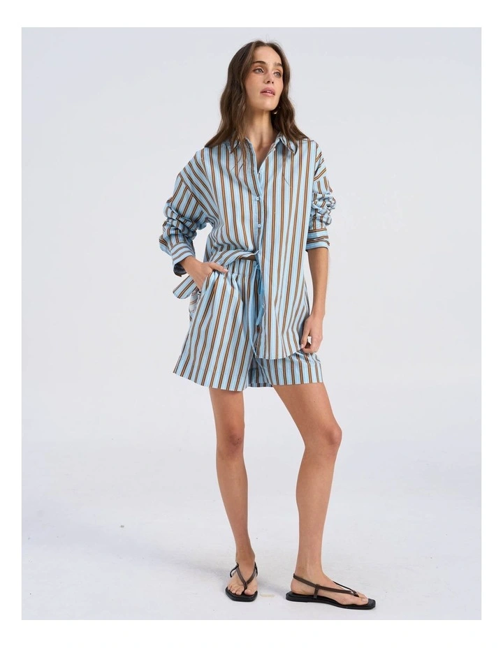 Susi Oversized Stripe Shirt in Cashmere Blue image 4