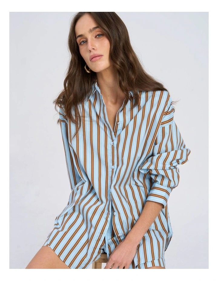 Susi Oversized Stripe Shirt in Cashmere Blue image 7