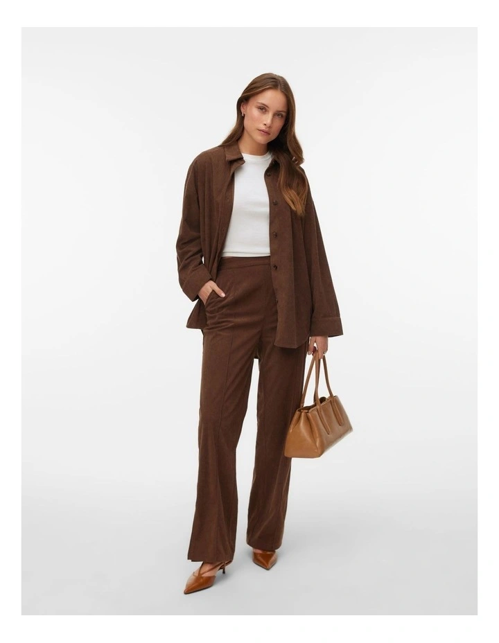 Mira Long Sleeve Oversized Shirt in Brown image 1