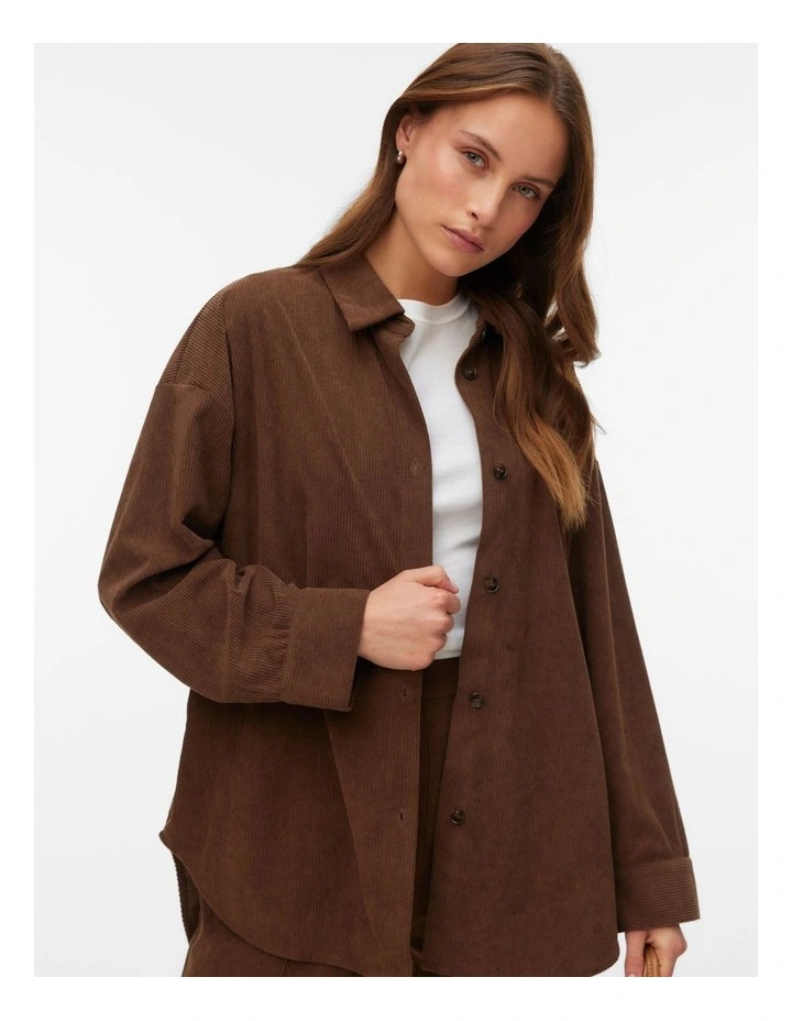 Mira Long Sleeve Oversized Shirt in Brown image 2