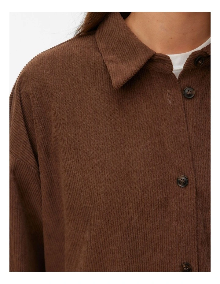 Mira Long Sleeve Oversized Shirt in Brown image 4