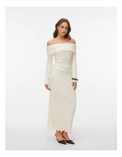 Mollie Long Sleeve Off Shoulder Top in Cream