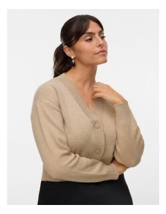 Gold Art V-Neck Cardigan in Oatmeal