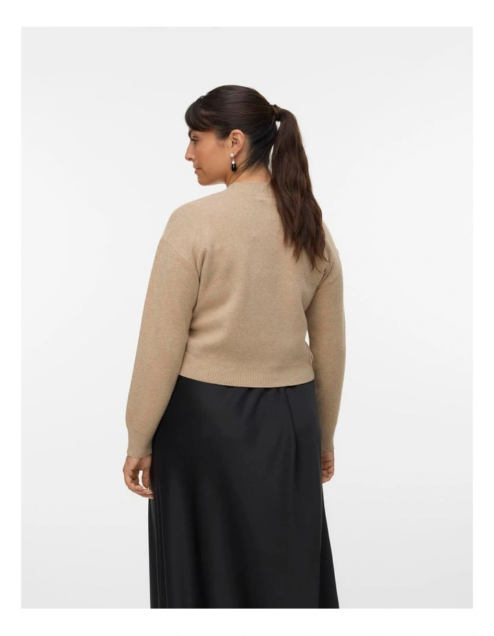 Gold Art V-Neck Cardigan in Oatmeal image 3