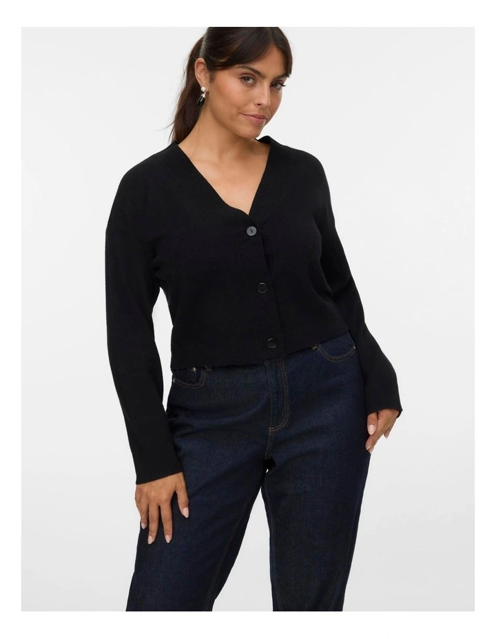 Gold Art V-Neck Cardigan in Black image 1