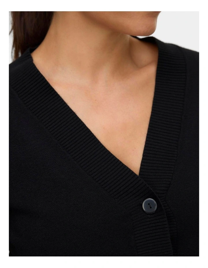 Gold Art V-Neck Cardigan in Black image 2