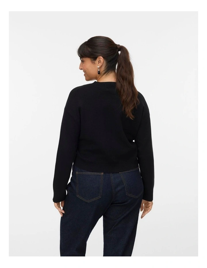 Gold Art V-Neck Cardigan in Black image 3