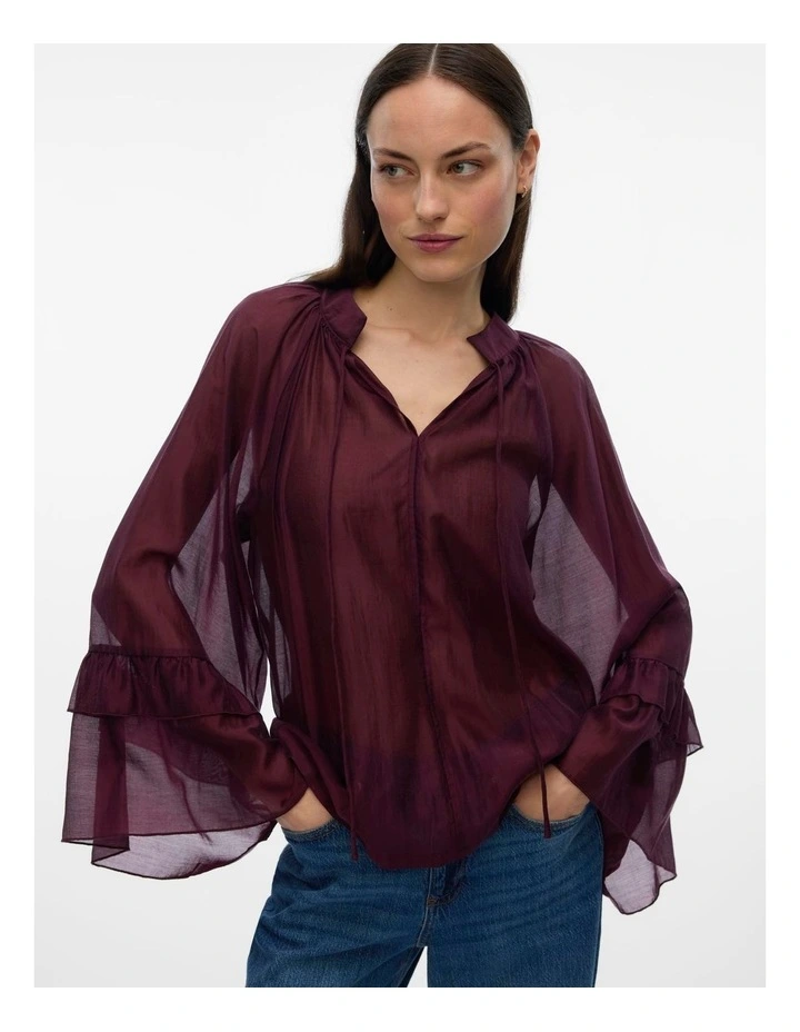 Jenna Frill Top in Wine image 2