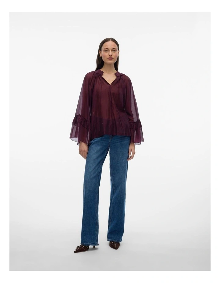 Jenna Frill Top in Wine image 4