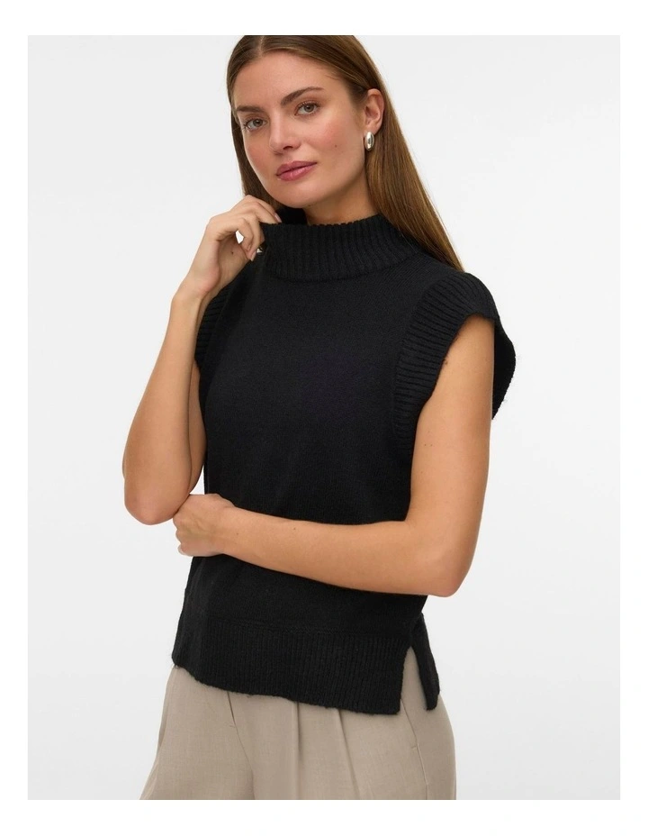Wow High Neck Vest in Black image 1