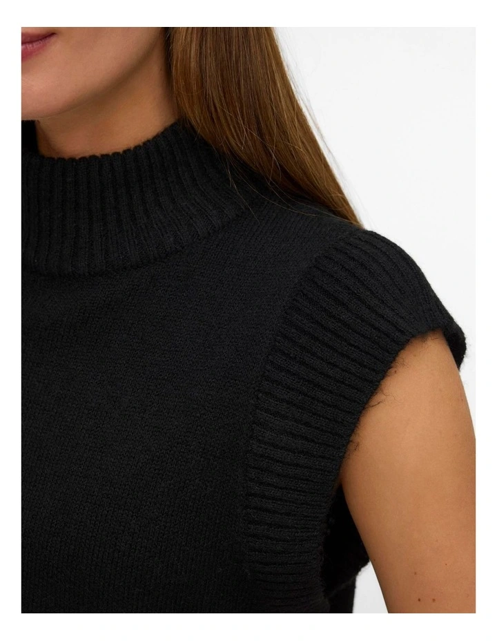 Wow High Neck Vest in Black image 2