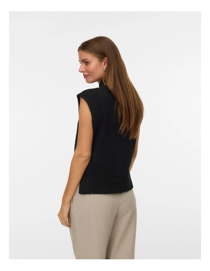Wow High Neck Vest in Black image 3