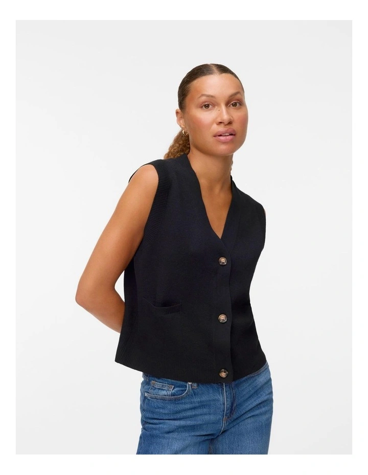 Saba Buttoned Vest in Black image 2