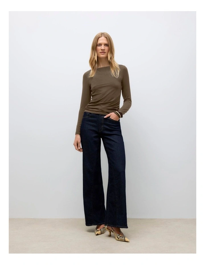Fiona Long Sleeve Top in Brown image 3