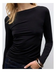 Fiona Long Sleeve Top in Black