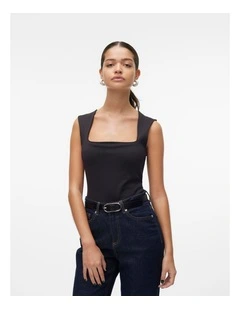 Million Square Neck Top in Black