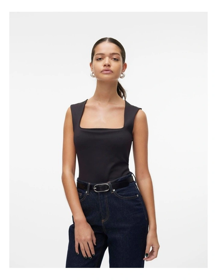 Million Square Neck Top in Black image 1