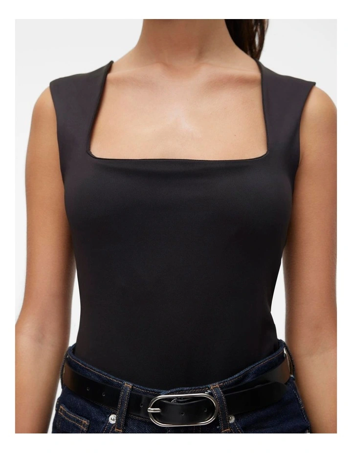 Million Square Neck Top in Black image 2