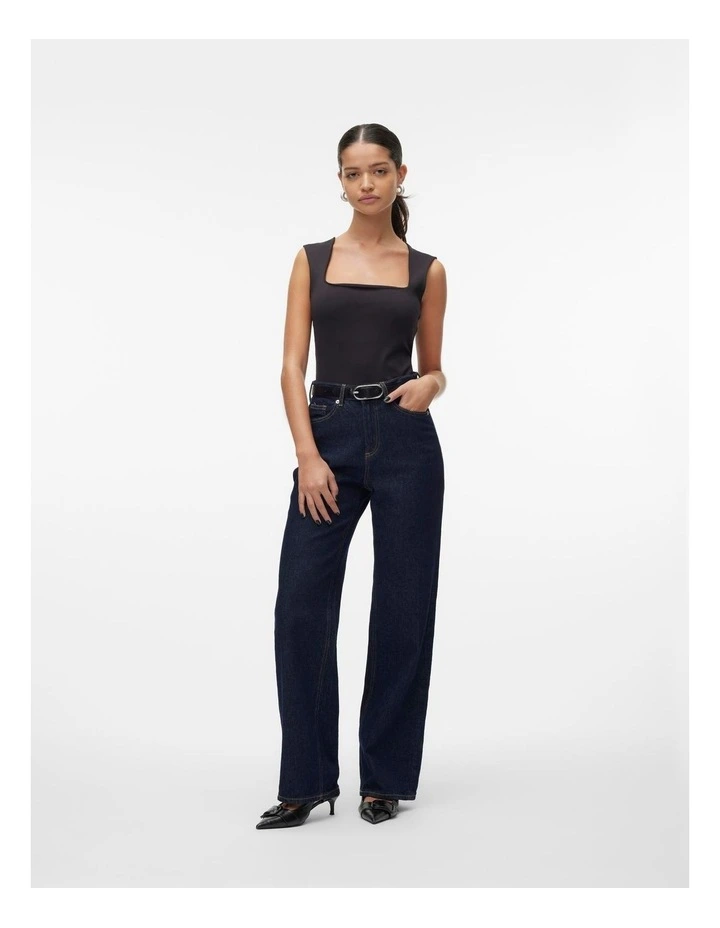 Million Square Neck Top in Black image 3