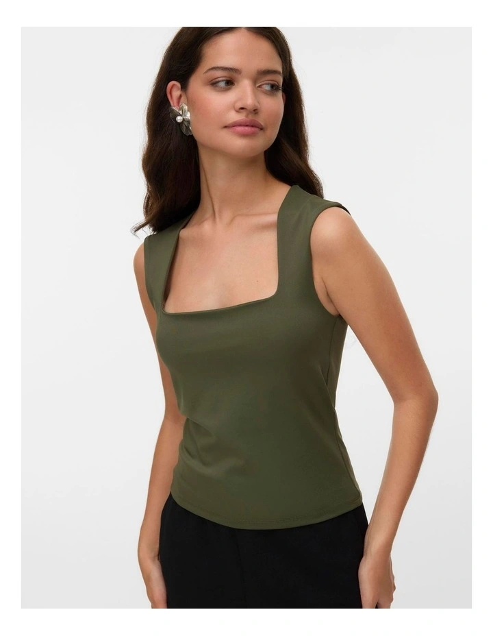 Million Square Neck Top in Khaki image 1