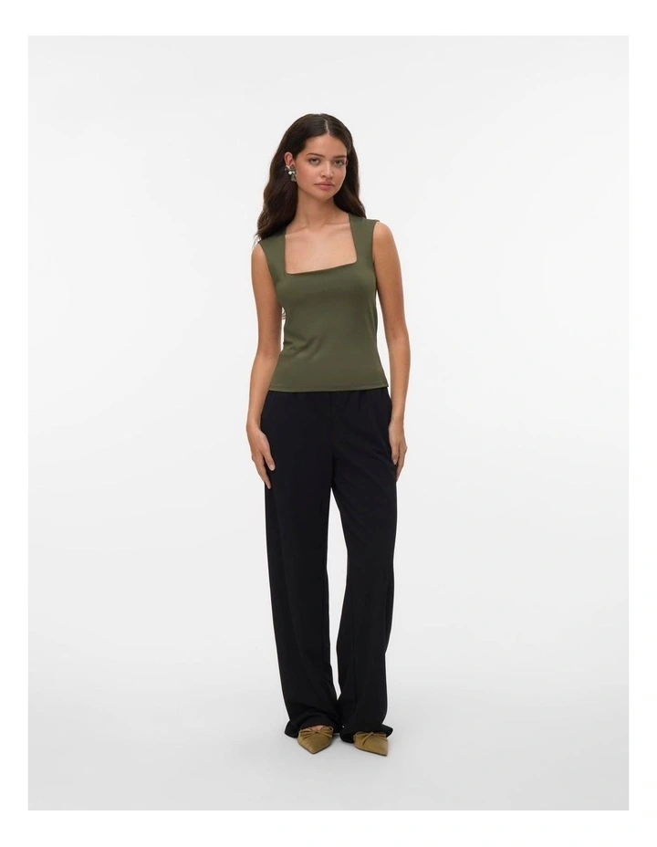 Million Square Neck Top in Khaki image 4