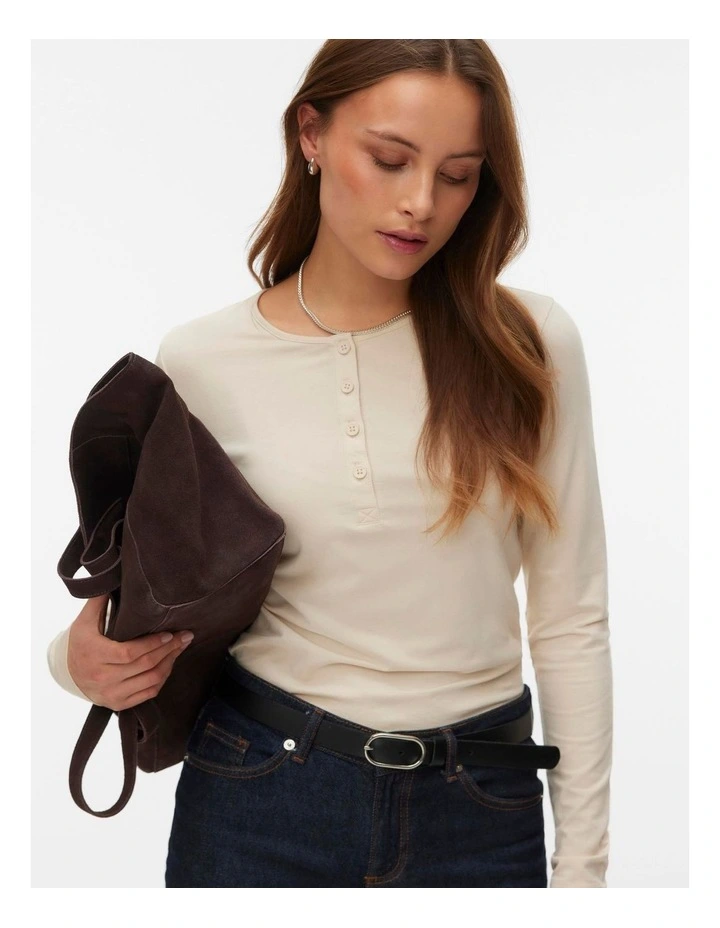 Terka Long Sleeve Top in Oatmeal image 1