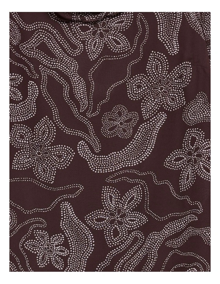 Maira Long Sleeve Drape Neck Printed Top in Brown image 4