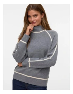 Gold Highneck Knit in Grey
