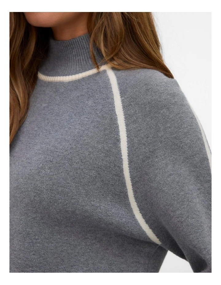Gold Highneck Knit in Grey image 2