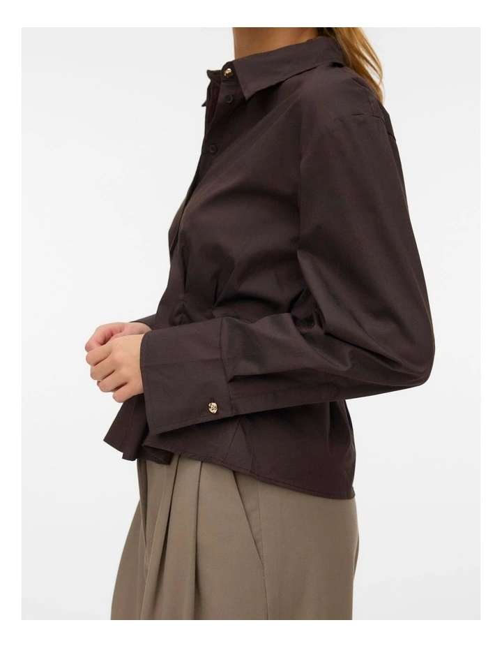 Friba Long Sleeve Cuff Shirt in Chocolate image 2