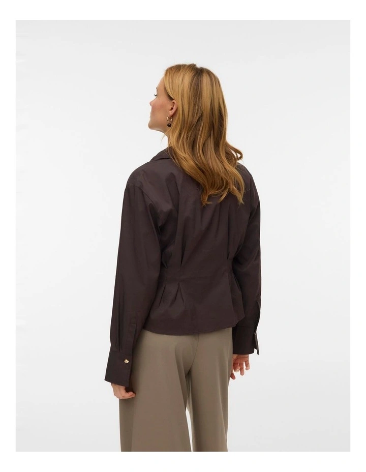 Friba Long Sleeve Cuff Shirt in Chocolate image 3