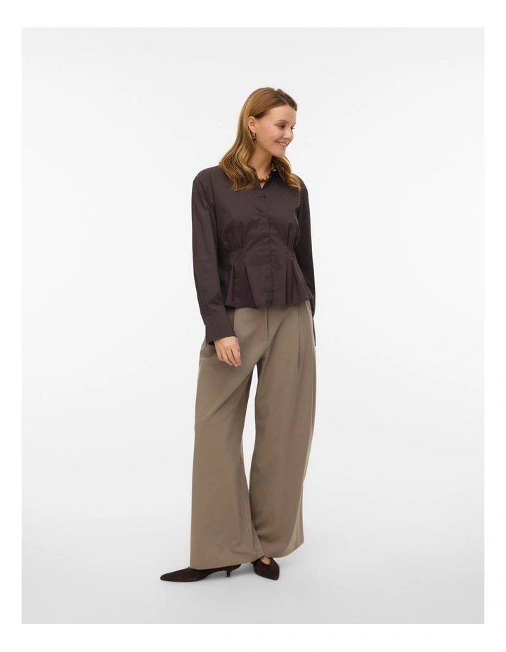 Friba Long Sleeve Cuff Shirt in Chocolate image 4