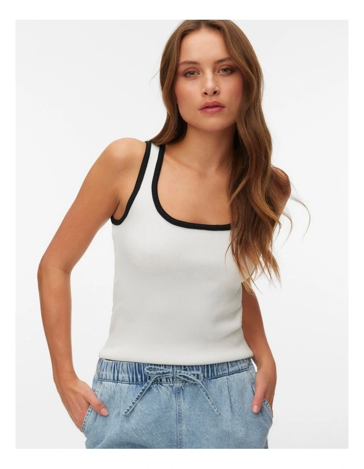 Alice Contrast Singlet Top in White image 1