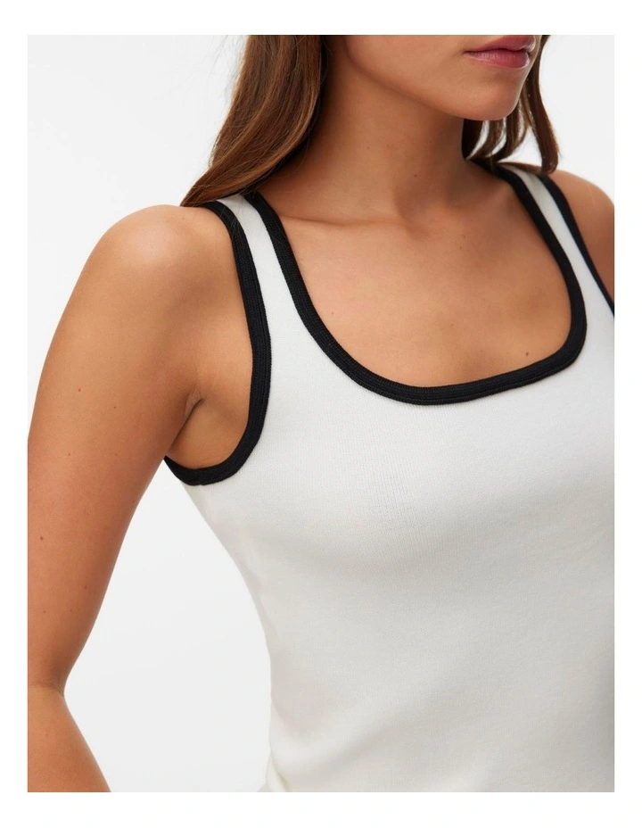 Alice Contrast Singlet Top in White image 2