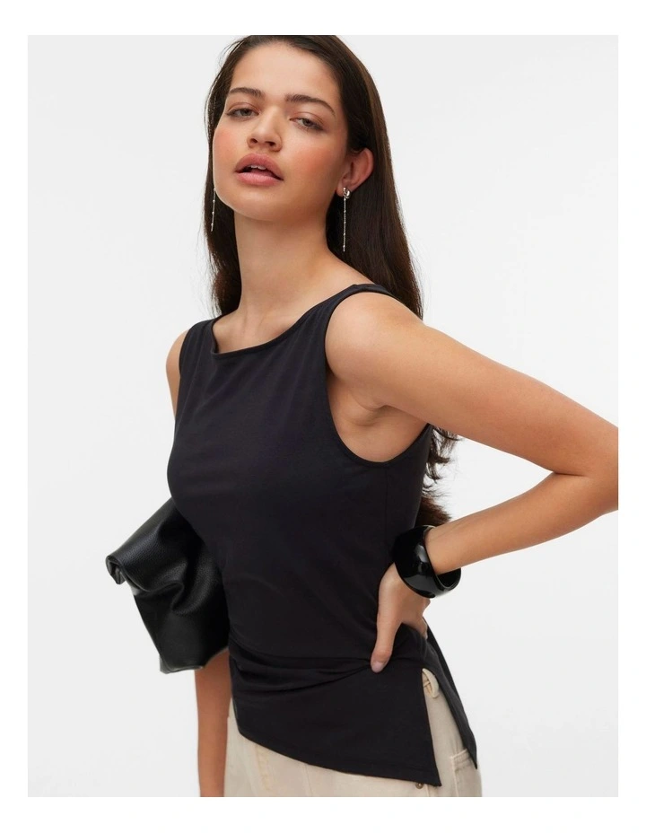 Kira Boatneck Singlet Top in Black image 1