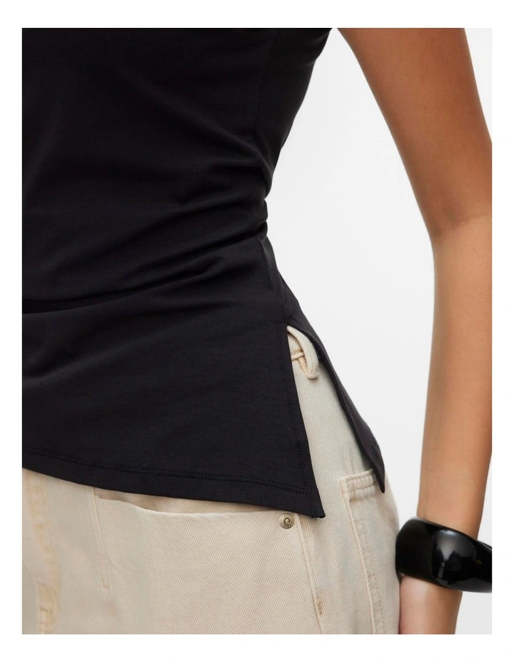 Kira Boatneck Singlet Top in Black image 4