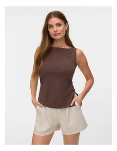 Kira Boatneck Singlet Top in Chocolate