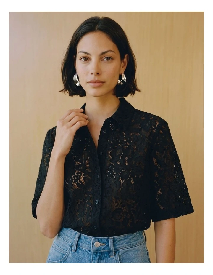Honey Lace Shirt in Black image 2