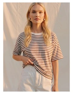 Kiara Stripe T-Shirt in White