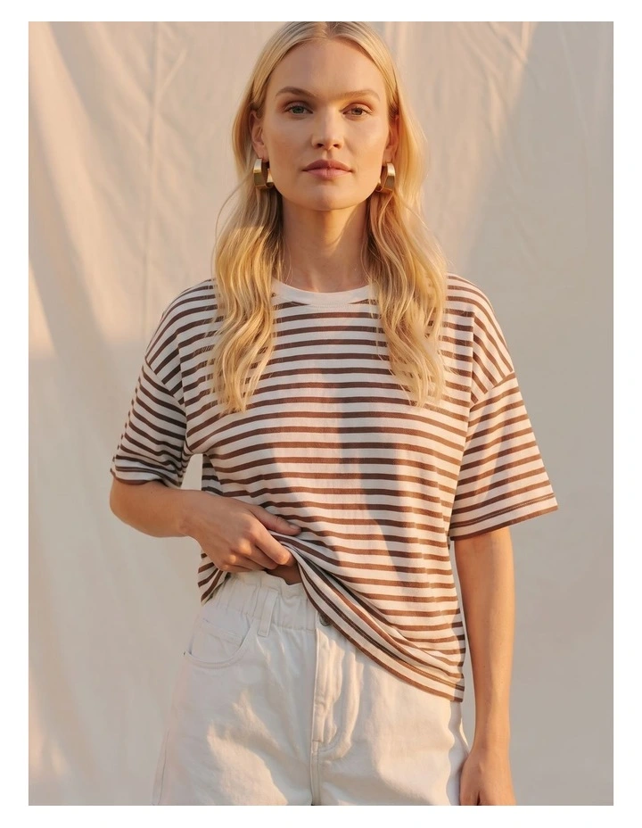 Kiara Stripe T-Shirt in White image 1