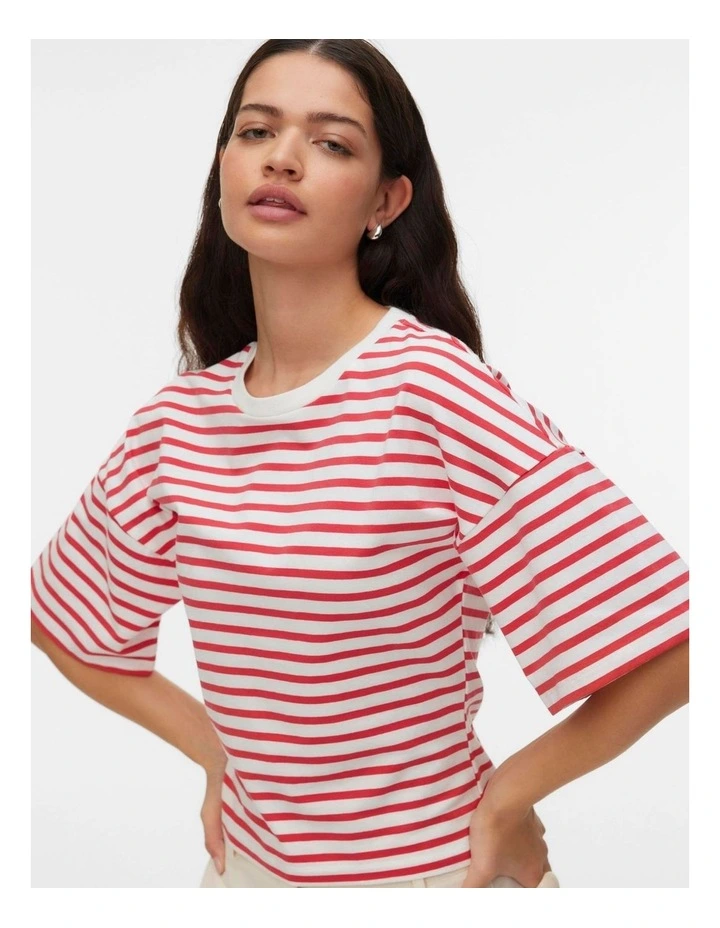 Kiara Striped T-Shirt in Red image 1